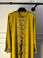 C 2185 Mustard Lace Abaya