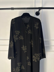 C 2186-02 Black Gold Floral Printed Abaya