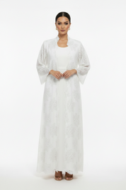 C 2187-03 Pure White Dantel Abaya