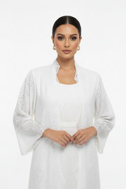 C 2187-03 Pure White Dantel Abaya