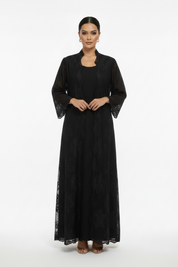 C 2187-04 Black Dantel Abaya