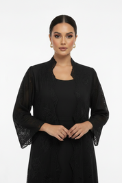 C 2187-04 Black Dantel Abaya