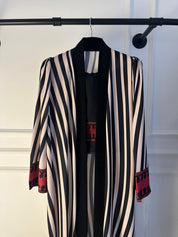 C 2188 Black Striped Printed Abaya