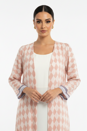 C 2189 Powder Pink Diamond Printed Abaya