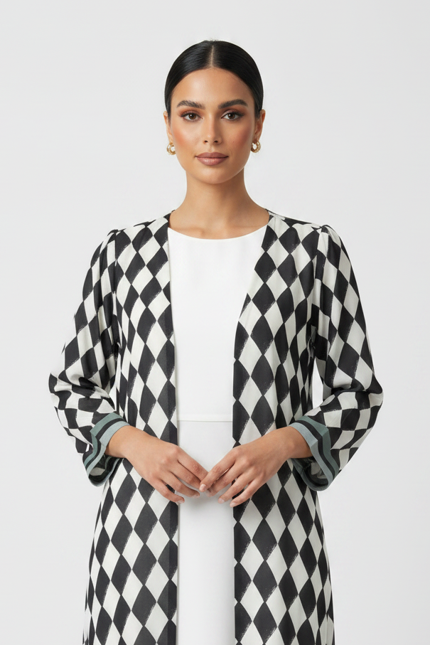 C 2190 Black Diamond Printed Abaya