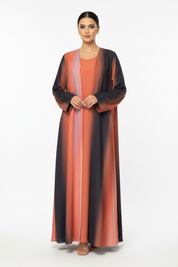 C 2191 Sunset Orange Printed Abaya