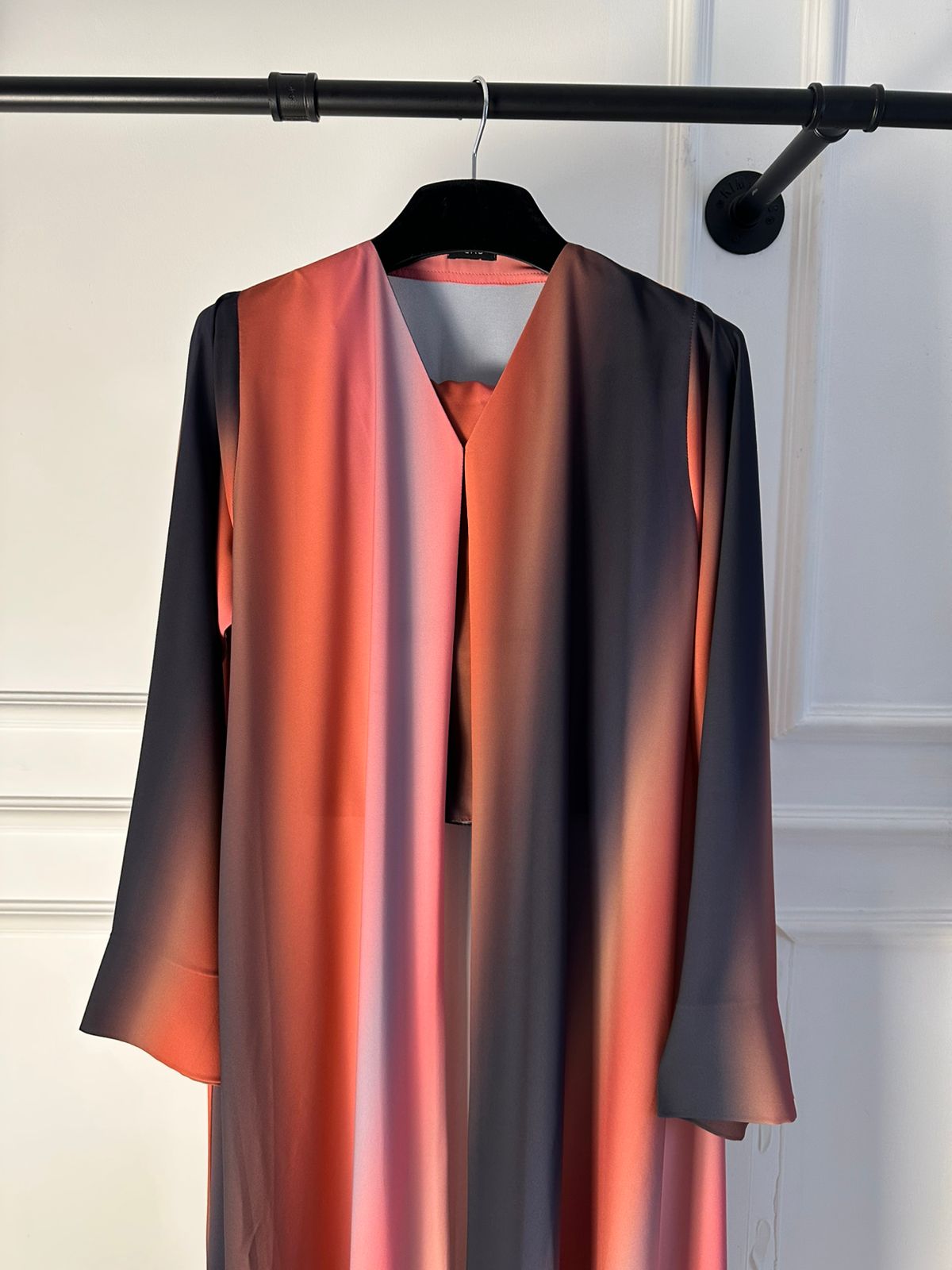 C 2191 Sunset Orange Printed Abaya