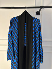 C 2192 Blue Black Printed Abaya