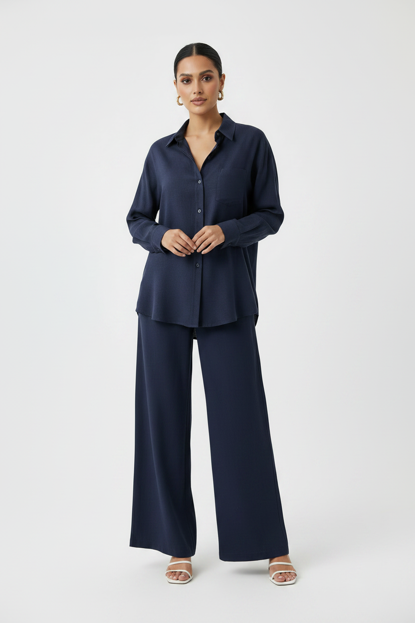 C 2193 Navy Blue Linen Travel Set