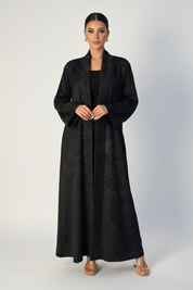 C 2194 Black Floral Rhinestone Abaya