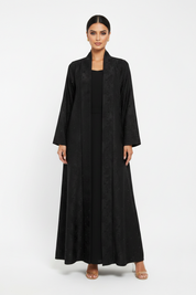 C 2195 Black Floral Rhinestone Abaya
