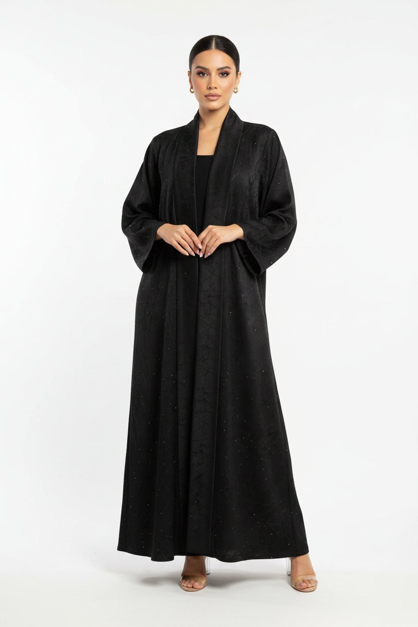 C 2196 Black Striped Rhinestone Abaya