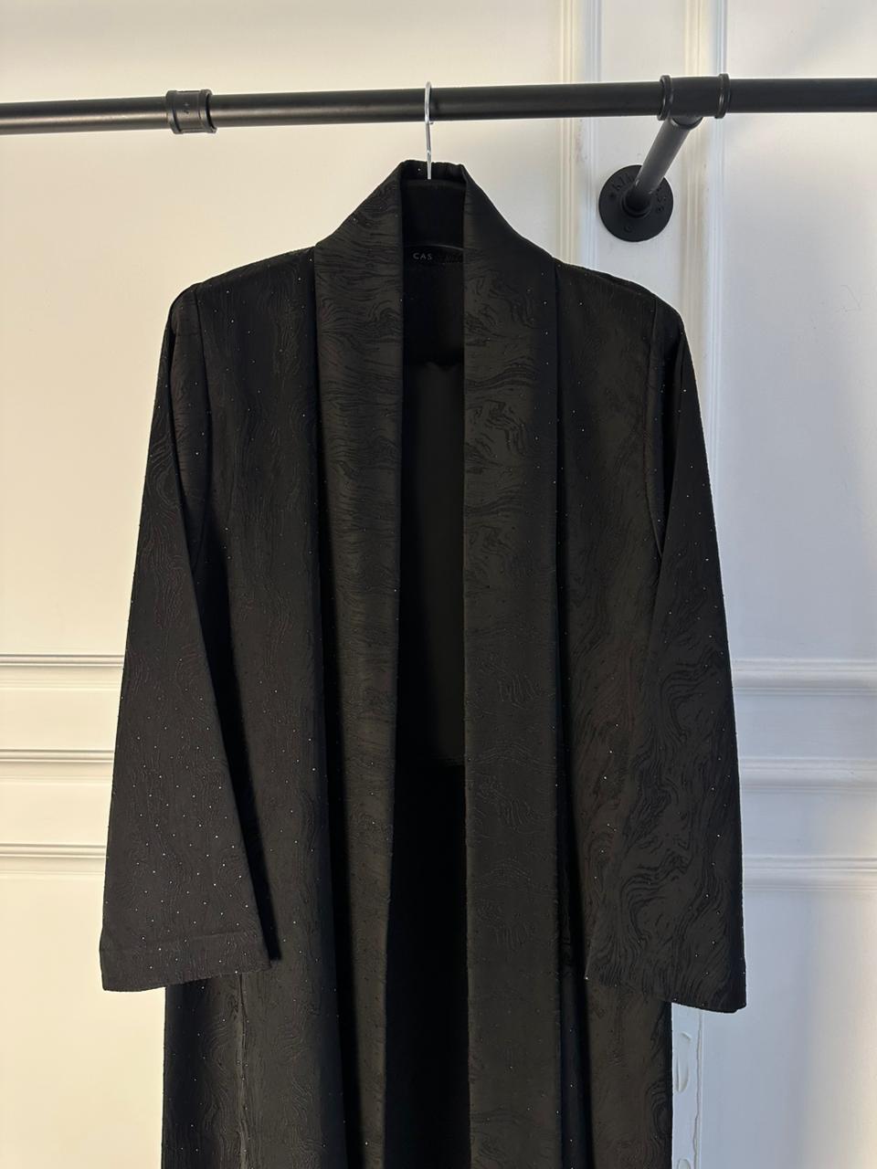 C 2198 Black Swirls Rhinestone Abaya