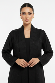 C 2198 Black Swirls Rhinestone Abaya