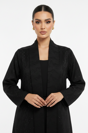 C 2198 Black Swirls Rhinestone Abaya