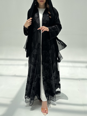 C 2199 Black Beaded Dantel Abaya