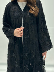 C 2200 Black Beaded Dantel Abaya