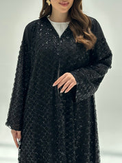 C 2203 Black Beaded Dantel Abaya