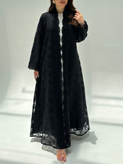 C 2204 Black Sequin Dantel Abaya