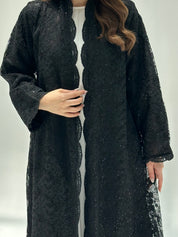 C 2204 Black Sequin Dantel Abaya