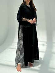 C 2205 Black Dantel Abaya