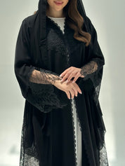 C 2205 Black Dantel Abaya