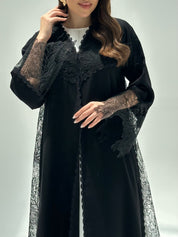 C 2205 Black Dantel Abaya