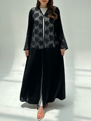 C 2206 Black Dantel Abaya