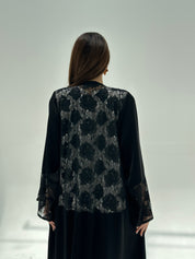 C 2206 Black Dantel Abaya