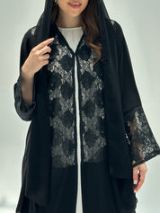 C 2206 Black Dantel Abaya