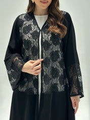 C 2206 Black Dantel Abaya