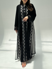 C 2207 Black Dantel Abaya
