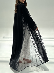 C 2207 Black Dantel Abaya