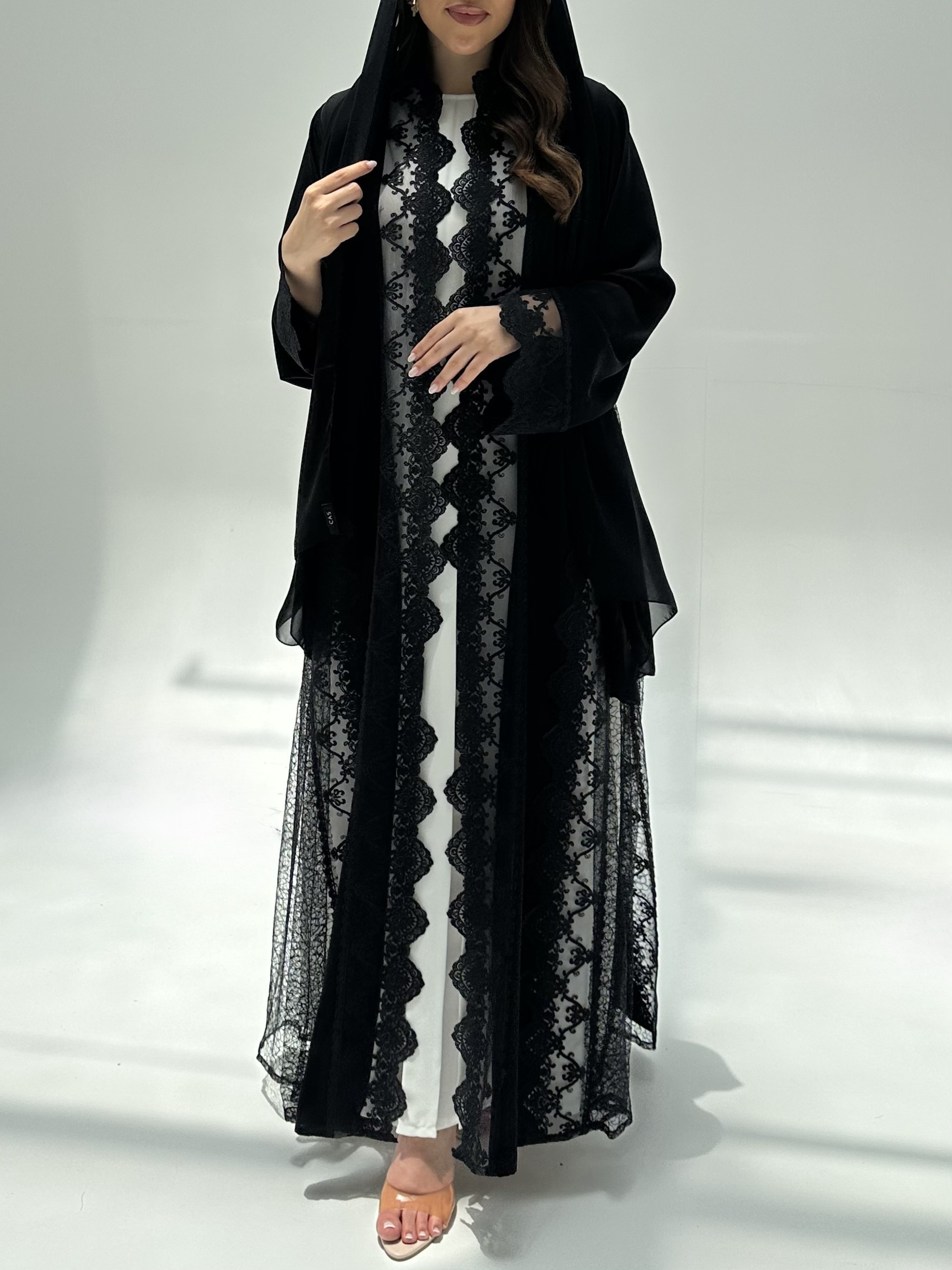 C 2207 Black Dantel Abaya