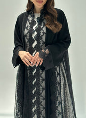C 2207 Black Dantel Abaya