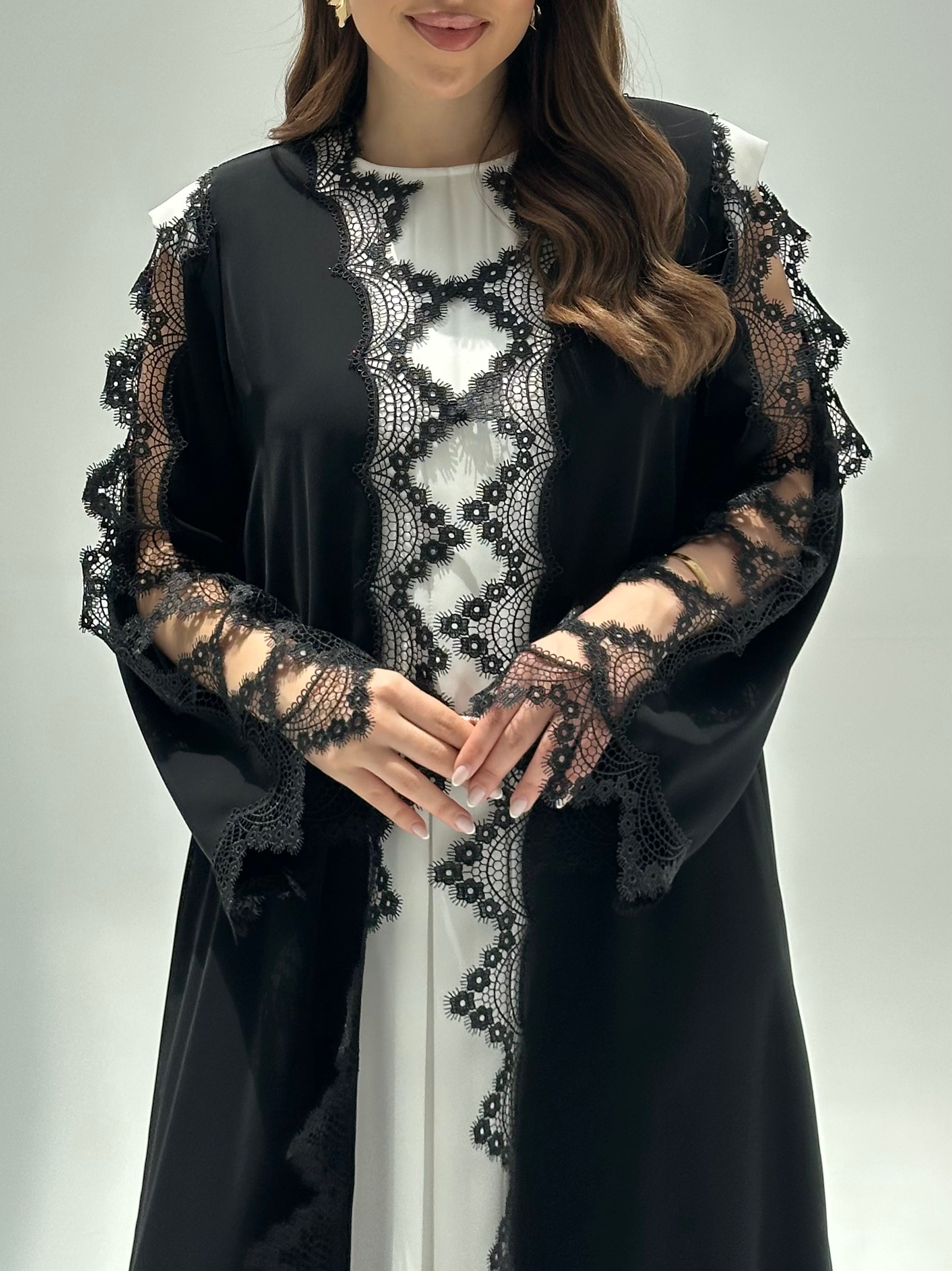 C 2208 Black Lace Abaya
