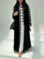 C 2208 Black Lace Abaya