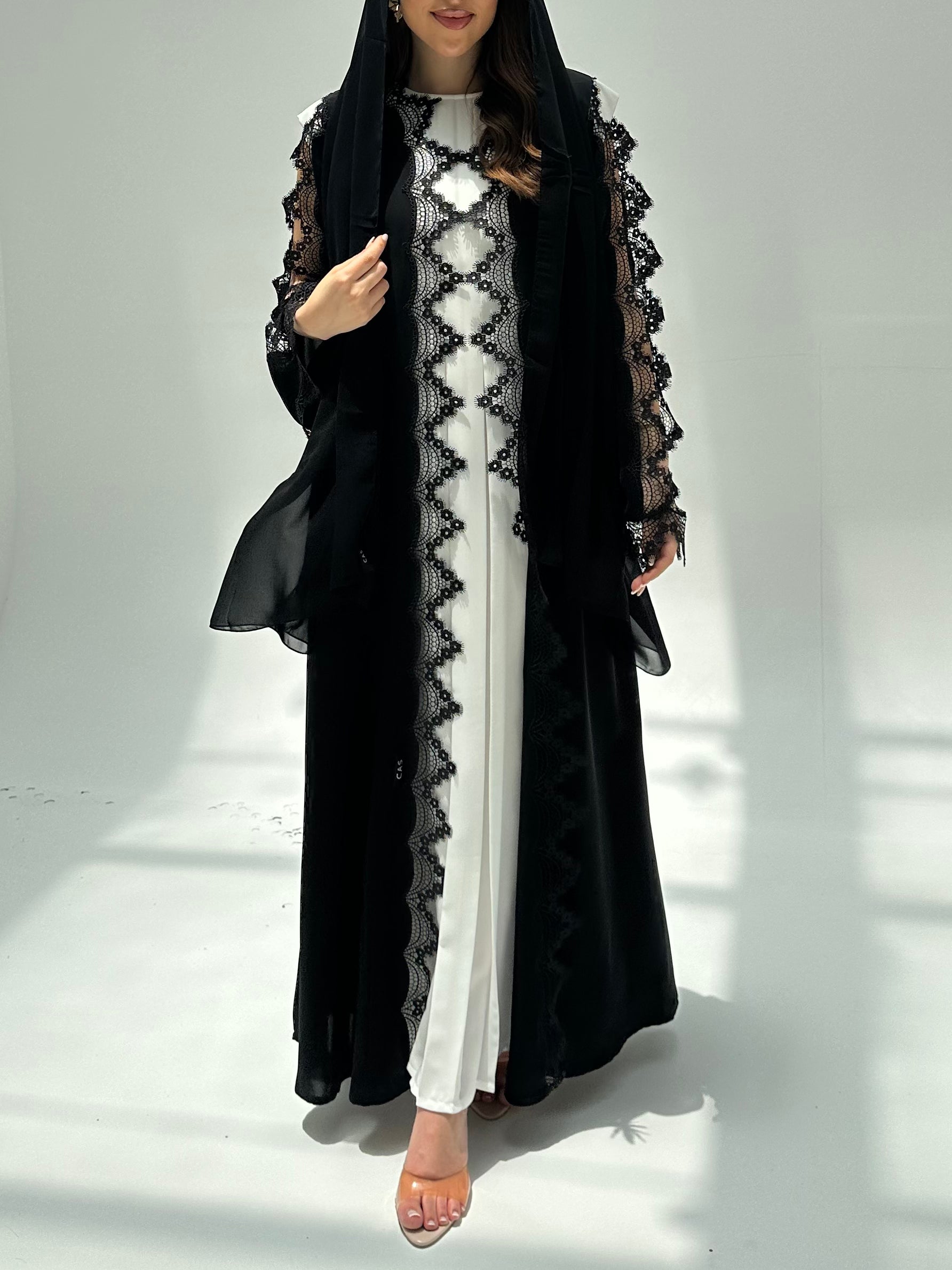 C 2208 Black Lace Abaya