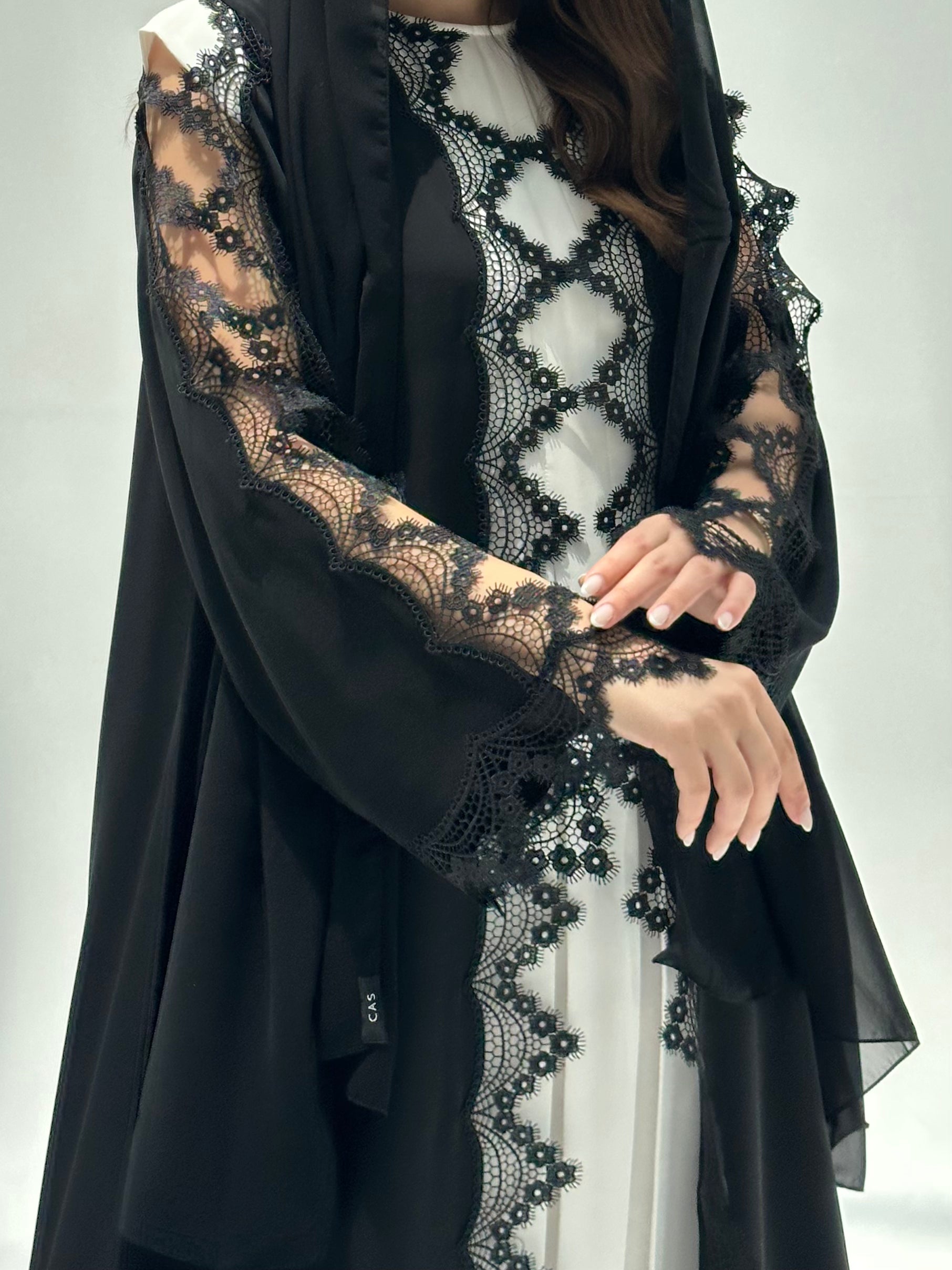 C 2208 Black Lace Abaya
