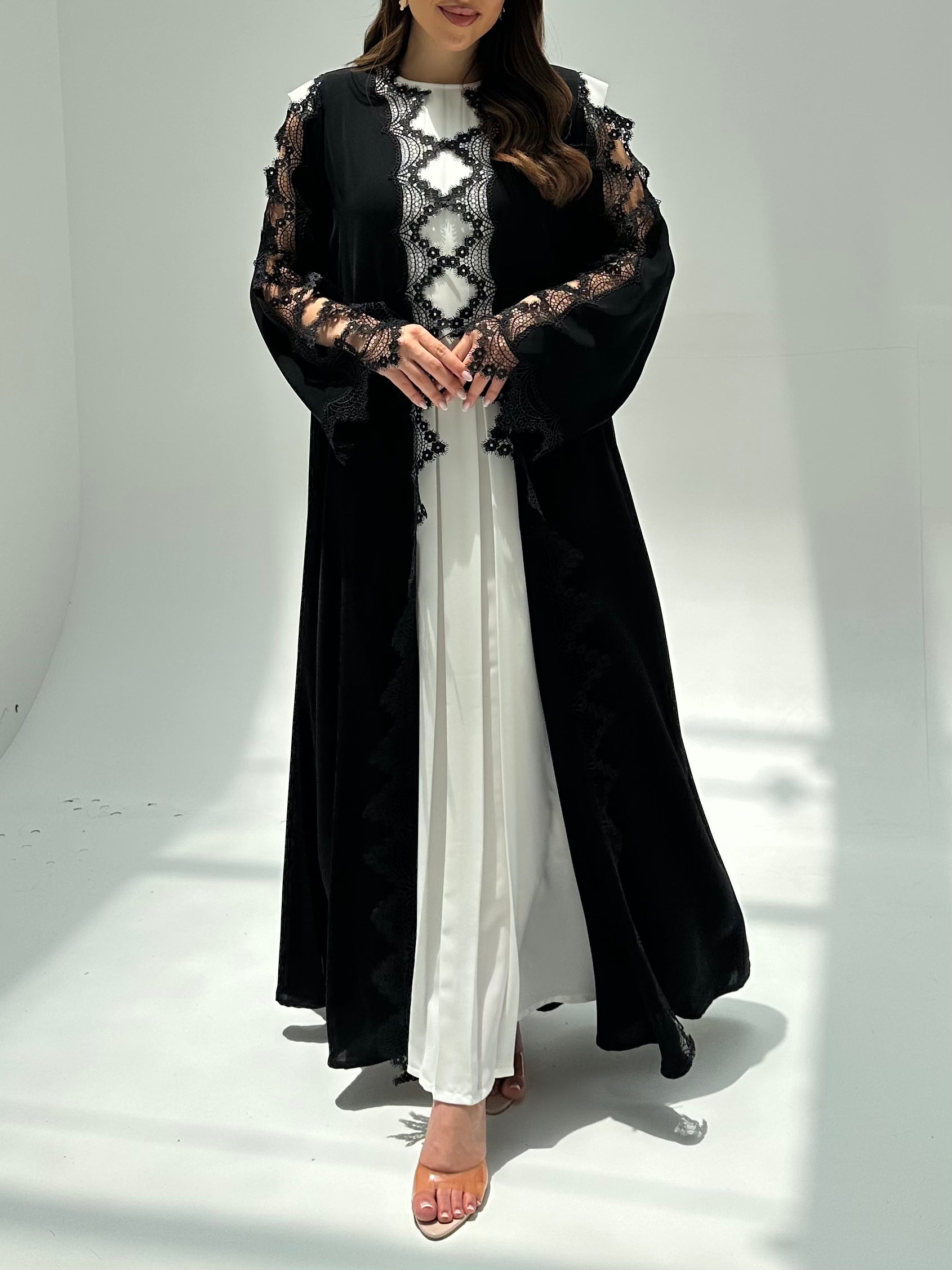 C 2208 Black Lace Abaya