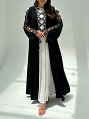 C 2208 Black Lace Abaya