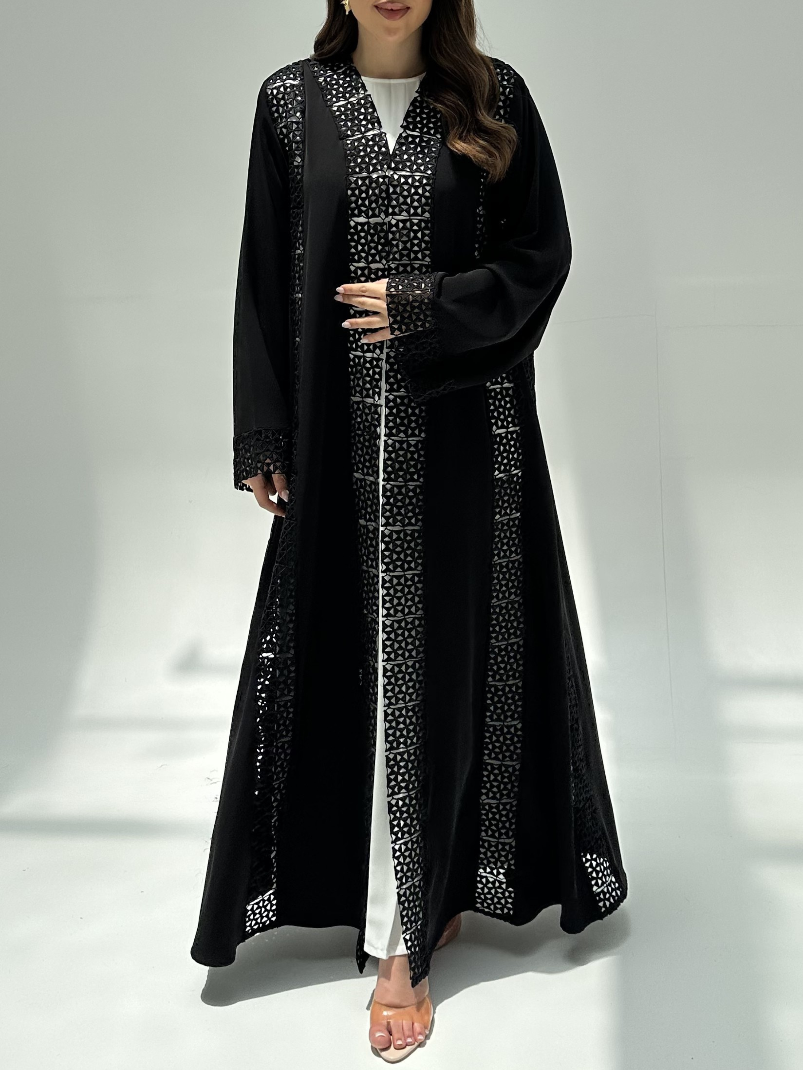 C 2209 Black Lace Abaya