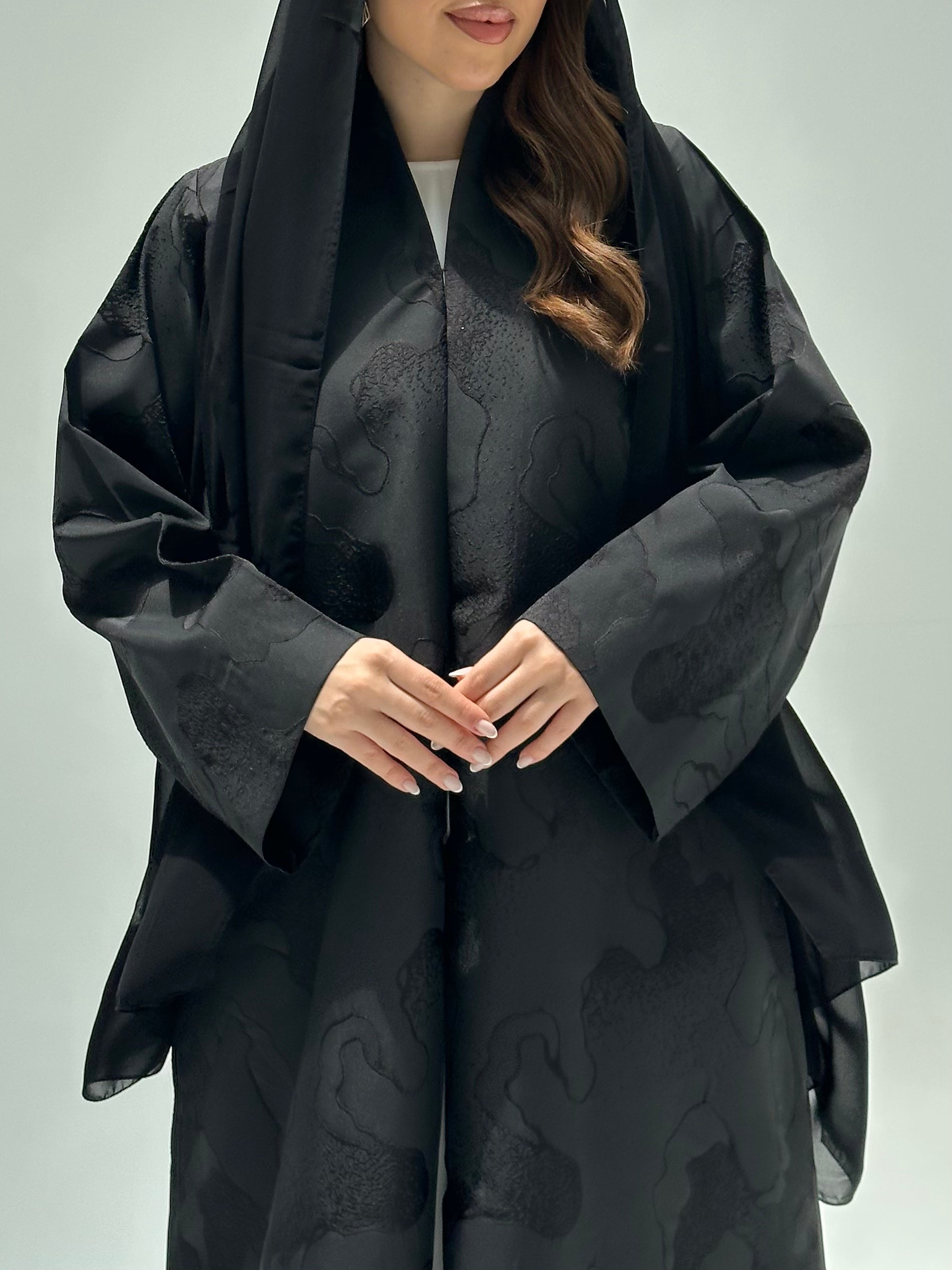 C 2210 Black Jacquard Abaya