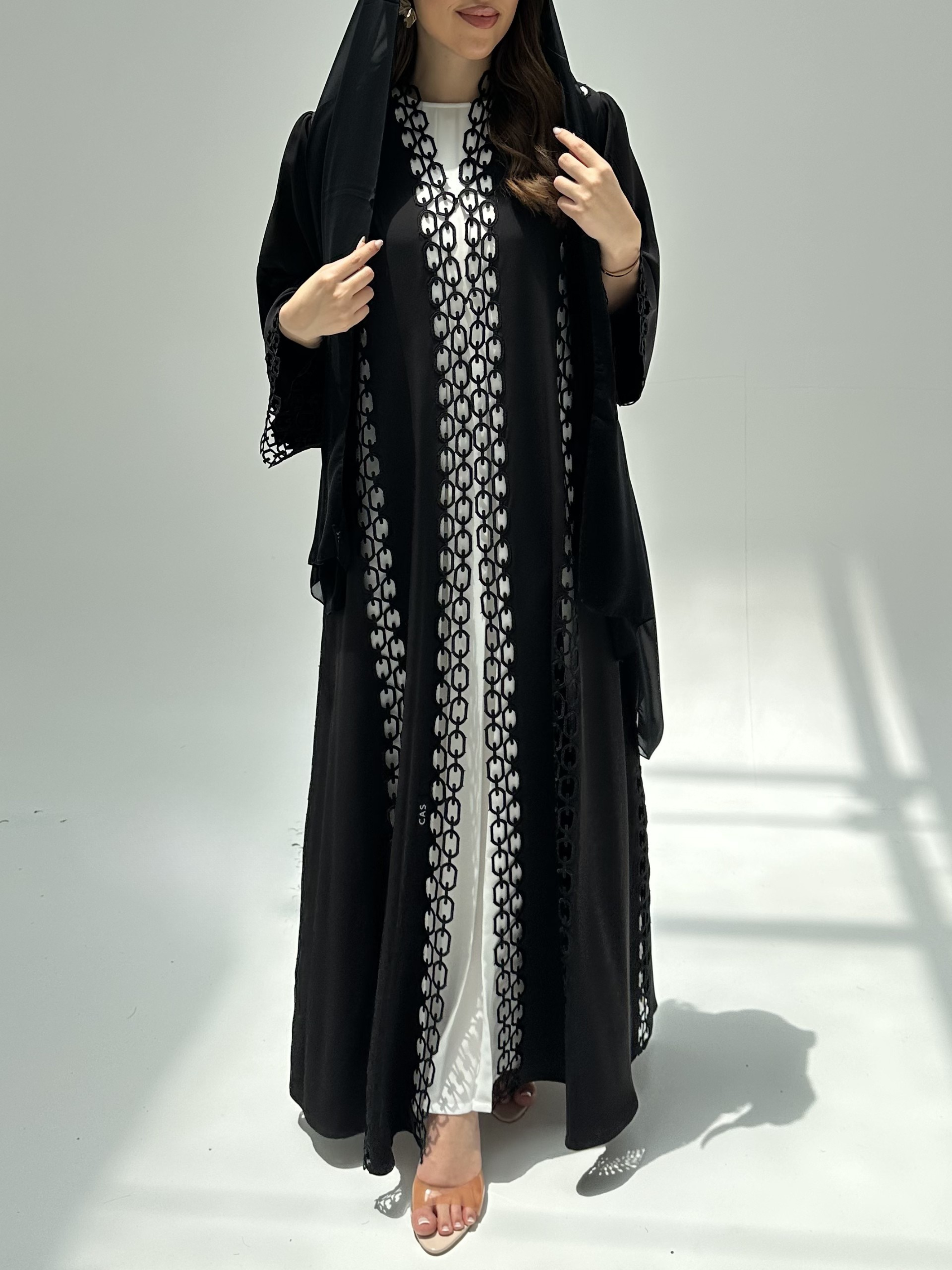 C 2213 Black Lace Abaya