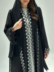 C 2213 Black Lace Abaya