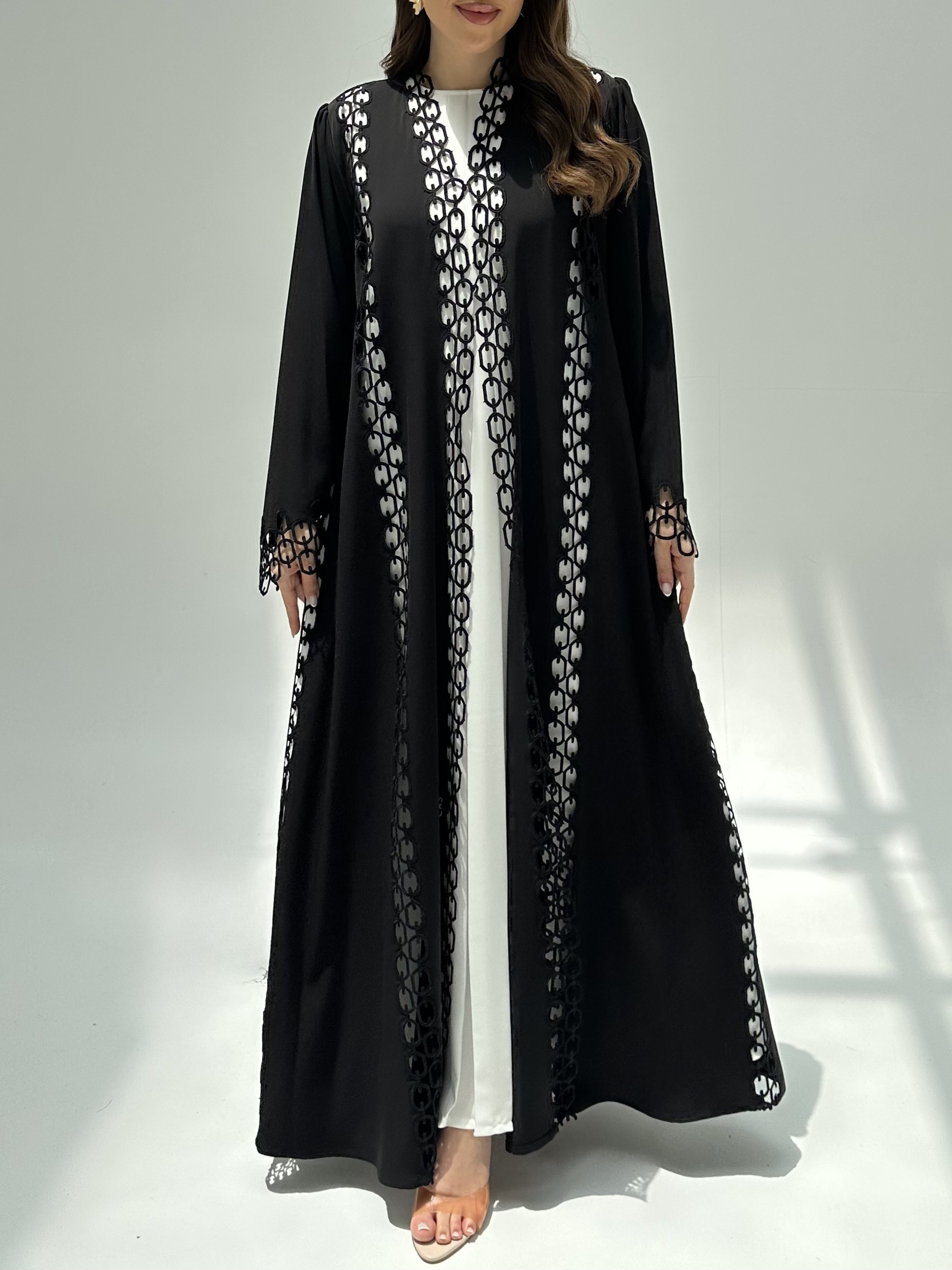 C 2213 Black Lace Abaya