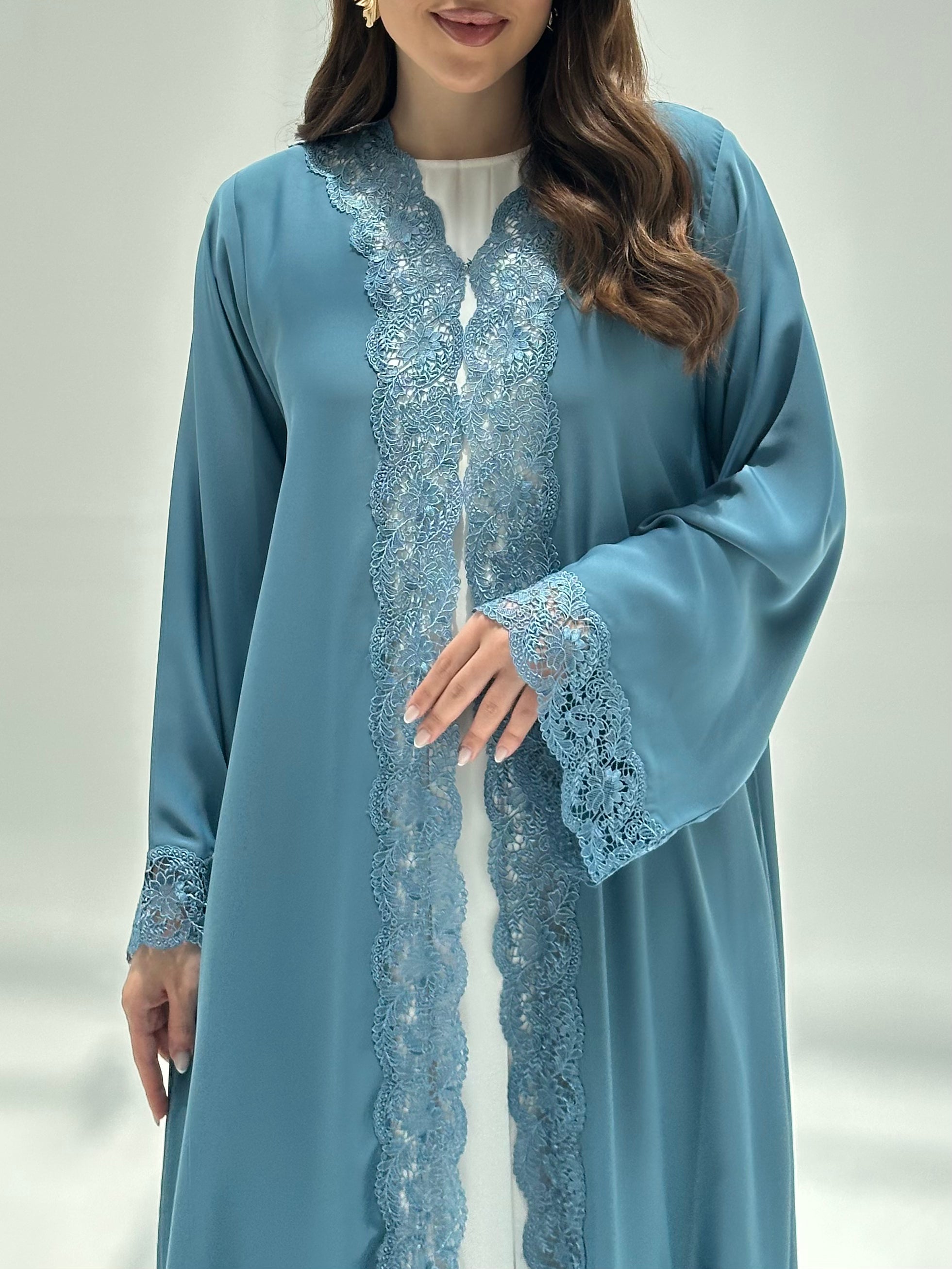 C 2217 Light Blue Lace Abaya
