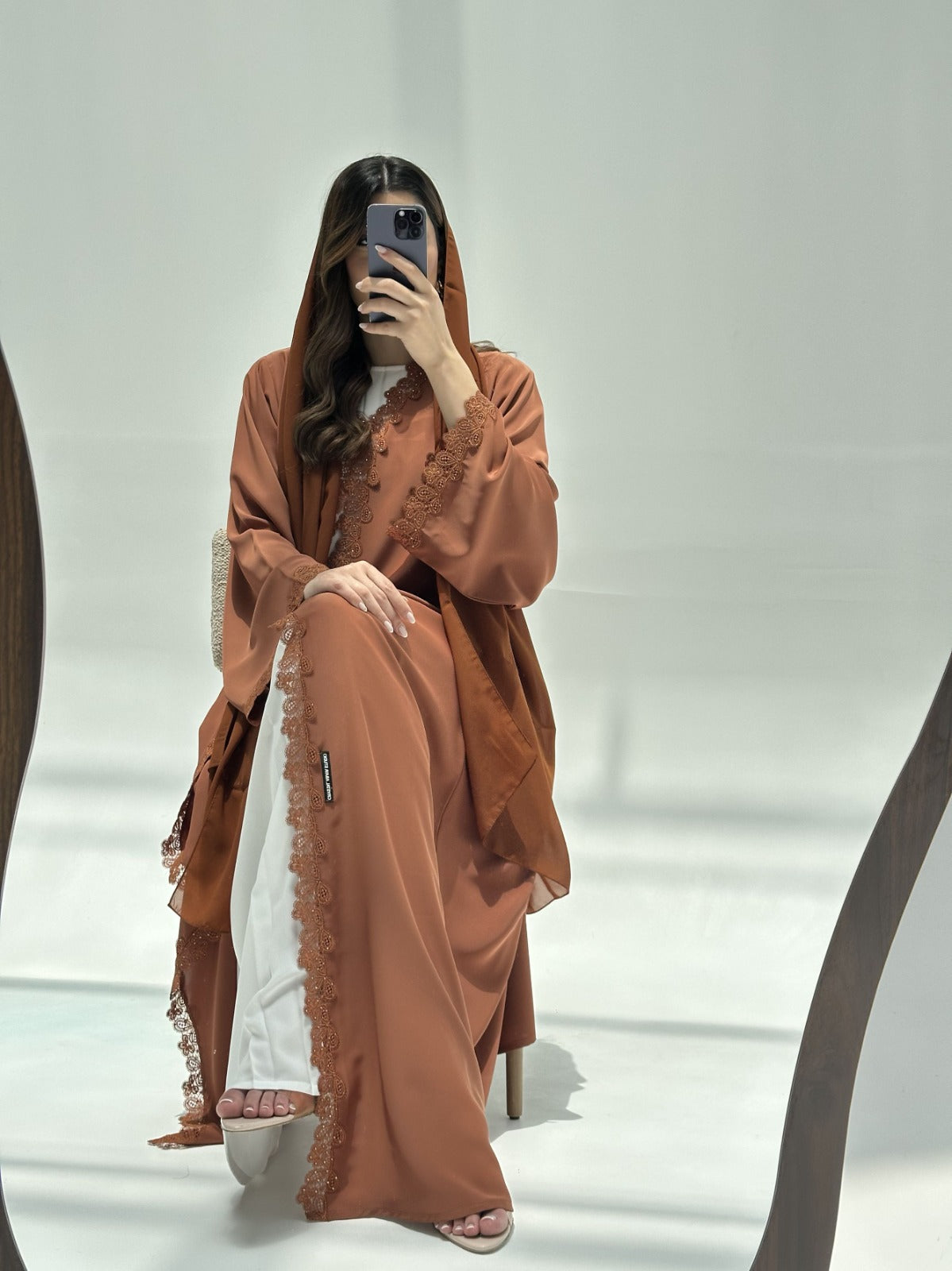 C 2218 Marmalade Orange Lace Abaya