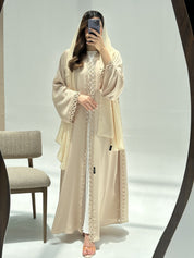 C 2219 Cream Lace Abaya