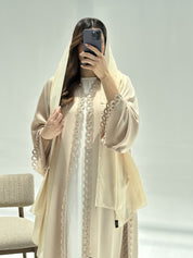 C 2219 Cream Lace Abaya